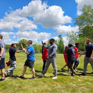Kickball high-fives