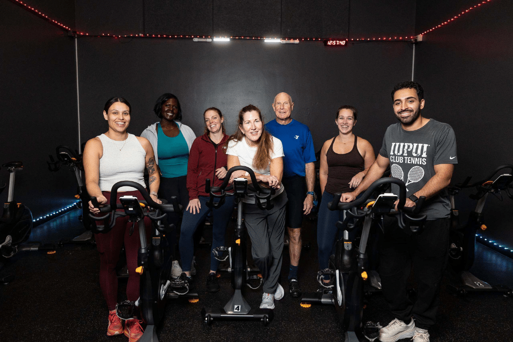 Participants in a YMCA cycle class